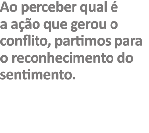 Ao perceber qual é a ação que gerou o conflito, partimos para o reconhecimento do sentimento 